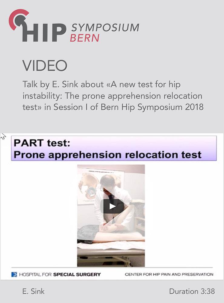 E. Sink - A new test for hip instability: The prone apprehension relocation test - Hip Symposium 201